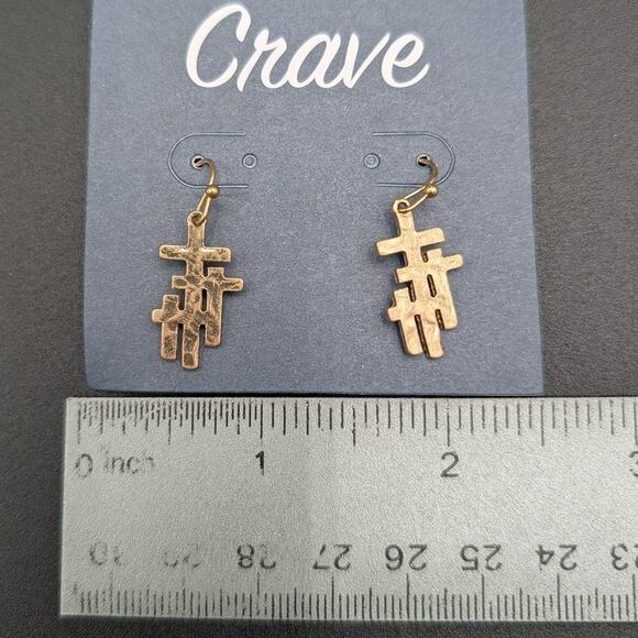 Crave Earrings Gold Tone Abstract Dangle Drop Modern Geometric Jewelry New Tag - Picture 4 of 4